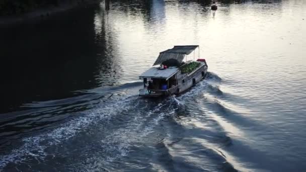 River Small Boat Vietnam Saigon City — Stock Video