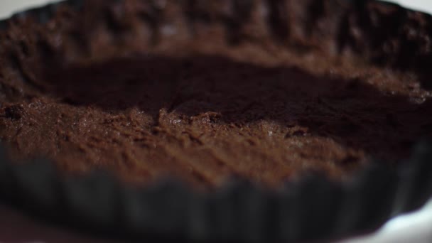 Закрытие Процесса Приготовления Шоколадного Торта — стоковое видео