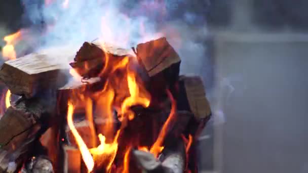 Abstrakt Brennt Orangefarbene Flamme Des Feuers — Stockvideo