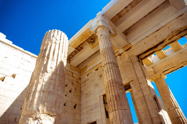 Close Columns Ancient Greek Acropolis — Stock Photo, Image