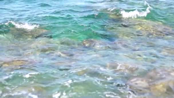 Texture del mare azzurro acqua e onde — Video Stock