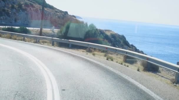 Widok morza drogi samochód — Wideo stockowe