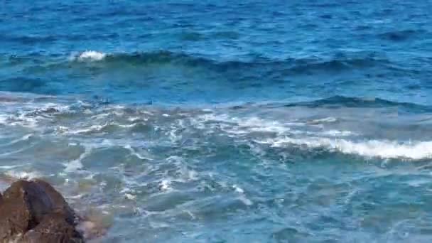 Praia Rochosa Selvagem Com Ondas Oceânicas — Vídeo de Stock