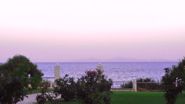 Mooie Roze Ochtend Zonsopgang Zee — Stockvideo