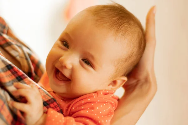 Happy little baby girl smiles — Stock Photo, Image