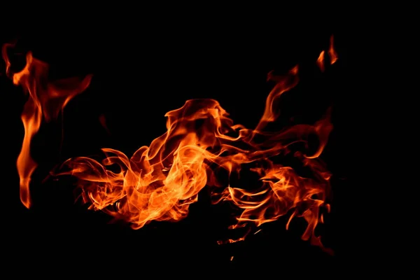 Orange Flame Fire Black Background — Stock Photo, Image