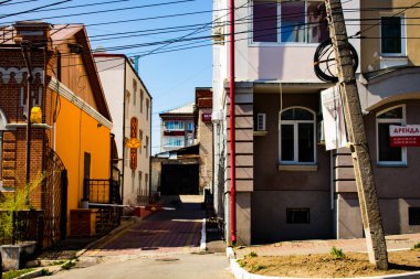 Habarovsk, Rusya - 09 Mayıs 2018: boş şehrin sokaklarında