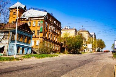 Habarovsk, Rusya - 09 Mayıs 2018: boş şehrin sokaklarında