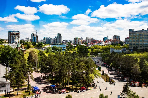 Över Amur River Banvallen Från Pariserhjulet Ryssland — Stockfoto