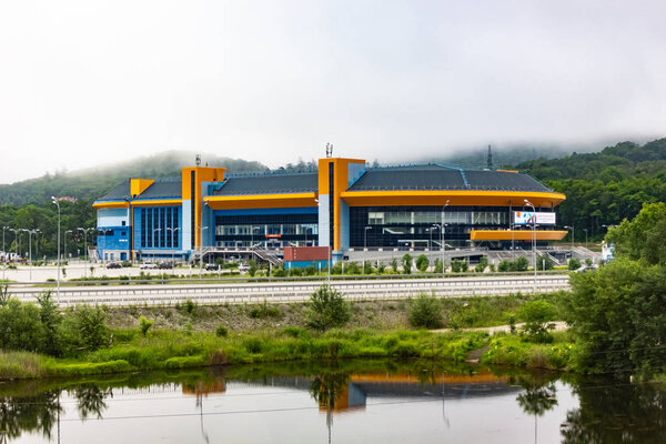 Stadium for ice hockey Fetisov arena in Vladivostok on a cloudy day