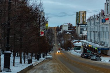 Habarovsk, Rusya - 30 Aralık 2018: Spaso-Preobrazhensky Katedrali Khabarovsk gecenin içinde.