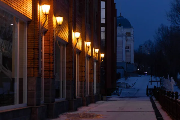 Embankment Della Città Khabarovsk Sera Cielo Tramonto — Foto Stock