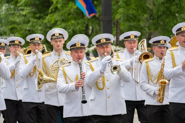 Khabarovsk, Russie - 02 juin 2019 : Festival international des fanfares militaires Les vagues de l'Amour  . — Photo