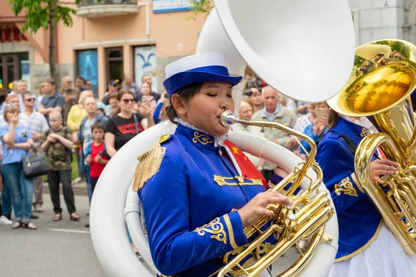 Khabarovsk, Russia - Jun 02, 2019: International festival of military bands The Amur waves . — Stock Photo, Image