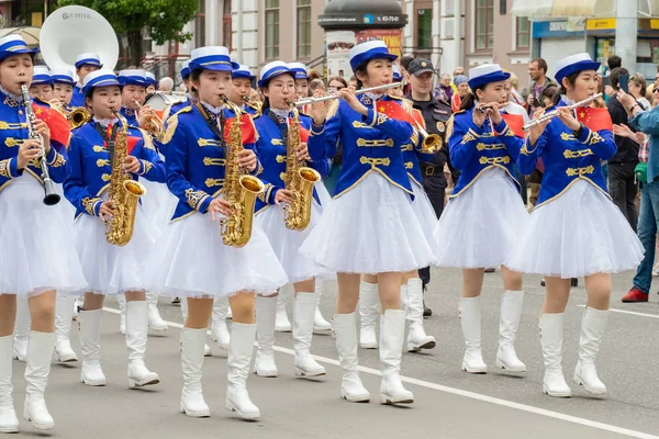 Khabarovsk, Rusya - 02 Haziran 2019: Uluslararası askeri gruplar festivali Amur dalgaları .