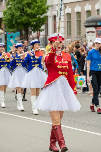 Khabarovsk, Rusya - 02 Haziran 2019: Uluslararası askeri gruplar festivali Amur dalgaları .