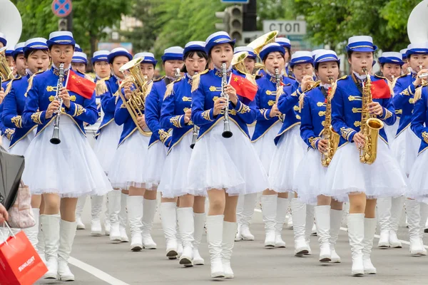 Khabarovsk, Rusya - 02 Haziran 2019: Uluslararası askeri gruplar festivali Amur dalgaları .