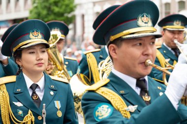 Khabarovsk, Rusya - 02 Haziran 2019: Uluslararası askeri gruplar festivali Amur dalgaları .