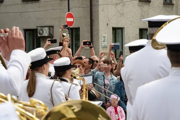 Khabarovsk, Rusko-červen 02, 2019: Mezinárodní festival vojenských pásem vlny Amur . — Stock fotografie