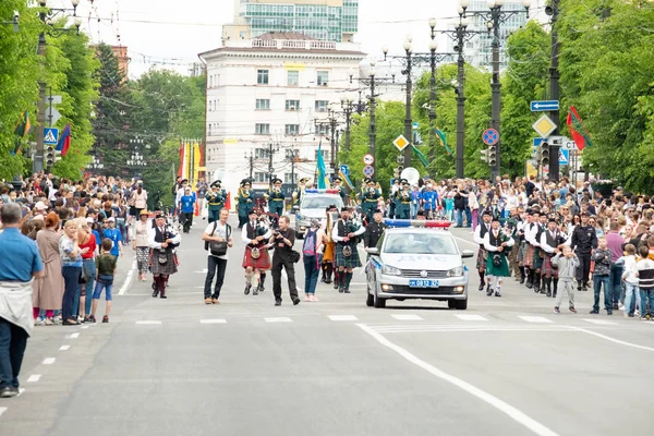 Khabarovsk, Rusya - 02 Haziran 2019: Uluslararası askeri gruplar festivali Amur dalgaları . — Stok fotoğraf