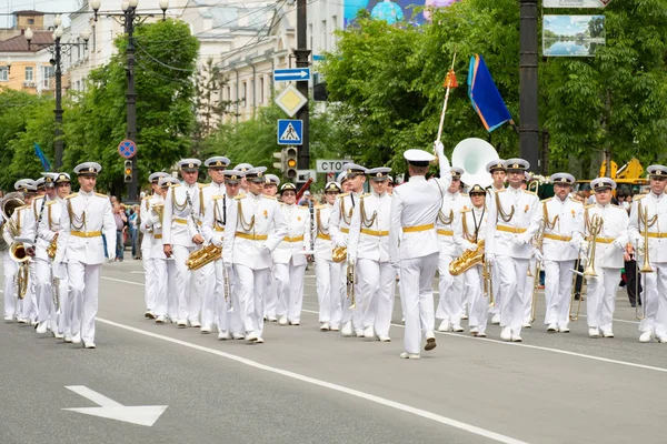 Khabarovsk, Russie - 02 juin 2019 : Festival international des fanfares militaires Les vagues de l'Amour  . — Photo