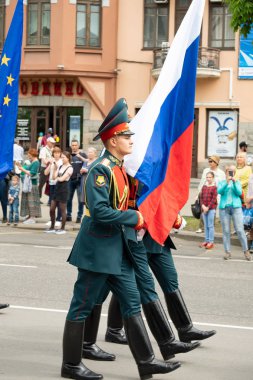 Khabarovsk, Rusya - 02 Haziran 2019: Uluslararası askeri gruplar festivali Amur dalgaları .