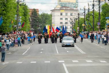 Khabarovsk, Rusya - 02 Haziran 2019: Uluslararası askeri gruplar festivali Amur dalgaları .