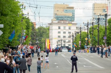 Khabarovsk, Rusya - 02 Haziran 2019: Uluslararası askeri gruplar festivali Amur dalgaları .