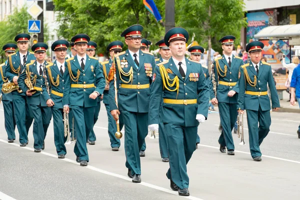 Chabarovsk, Rusland-jun 02, 2019: Internationaal Festival van militaire bands The Amur Waves . — Stockfoto
