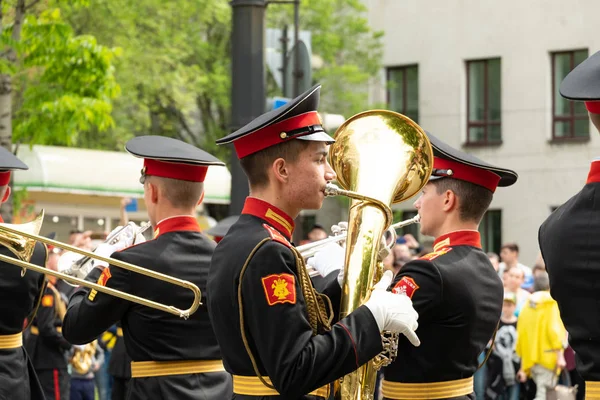 Khabarovsk, Rusia - 02 de junio de 2019: Festival internacional de bandas militares The Amur waves  . —  Fotos de Stock