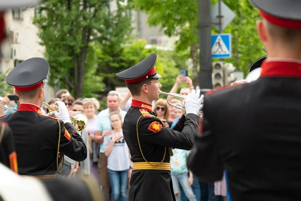 Хабаровск, Россия - 2 июня 2019 года: Международный фестиваль военных оркестров "Амурские волны"  . — стоковое фото