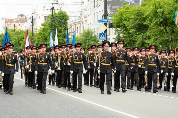 Khabarovsk, Russia - Jun 02, 2019: International festival of military bands The Amur waves . — Stock Photo, Image