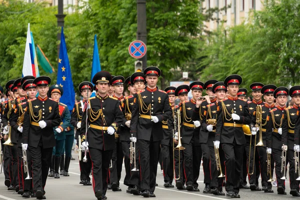 哈巴罗夫斯克， 俄罗斯 - 2019年6月2日：国际军乐队节阿穆尔波 . — 图库照片