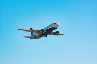 Khabarovsk, Rusya-Eylül 29, 2018: Airbus A319-100 Başkan Yardımcısı-buo Aurora havayolu yakın çekim kapalı alır