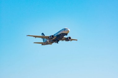 Khabarovsk, Rusya-Eylül 29, 2018: Airbus A319-100 Başkan Yardımcısı-buo Aurora havayolu yakın çekim kapalı alır
