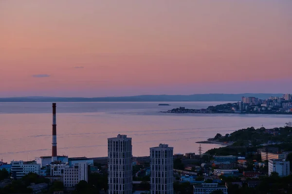 Vladivostok Ryssland Jul 2020 Över Amur Bay Vid Solnedgången — Stockfoto