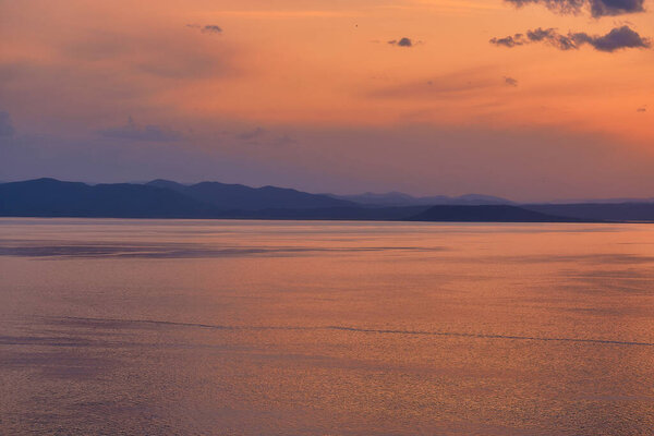 view of the Amur Bay at sunset