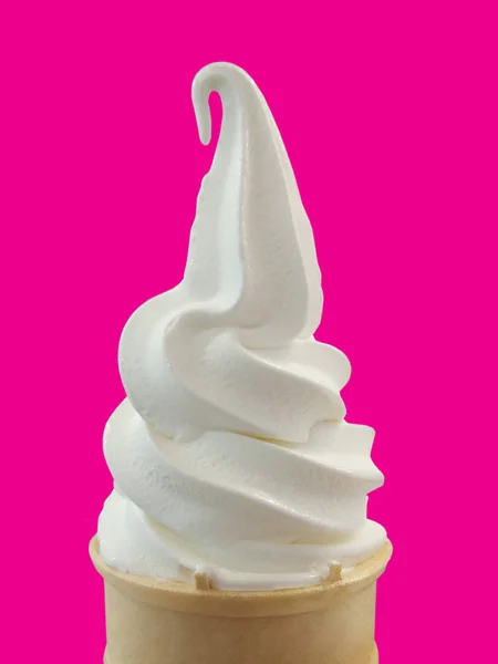 Ice cream cone , colse up , pink  background — Stock Photo, Image