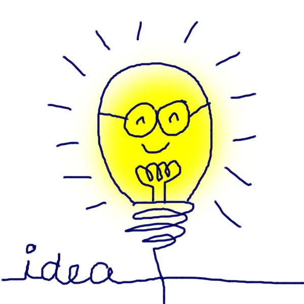 Light bulb idea , hand drawn , icon cartoon , white background
