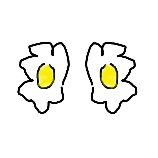 Ovos fritos desenhados à mão, desenho animado ícone, fundo branco — Fotografia de Stock