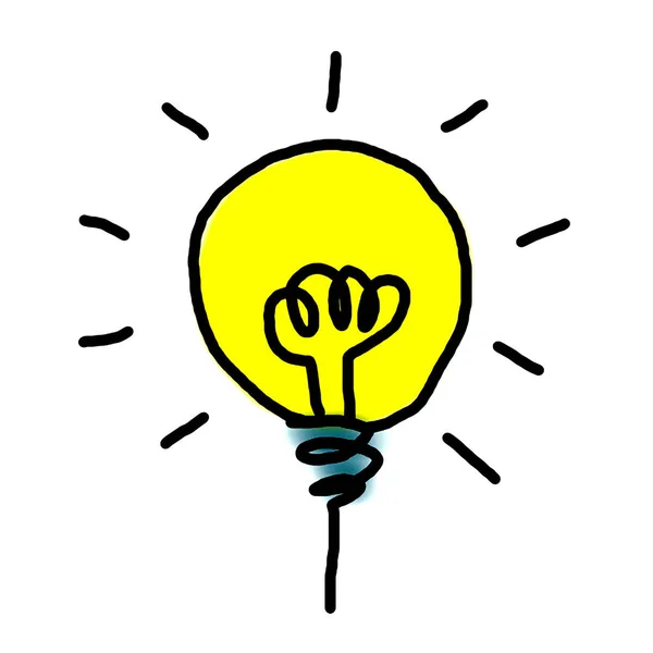 Light bulb idea , hand drawn , icon cartoon , white background