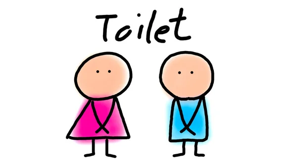 Segno di toilette bambini divertenti disegnati a mano, Icona cartone animato, Backgro bianco — Foto Stock