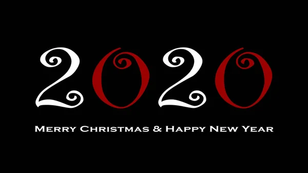 Happy New Year 2020 Text Graphic Design, Hand Drawn Doodle, Lo — стоковое фото