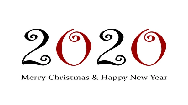 Happy New Year 2020 Text Graphic Design, Hand Drawn Doodle, Lo — стоковое фото