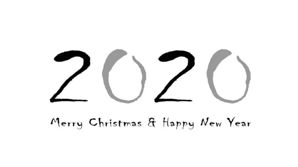 Happy New Year 2020 Text Graphic Design, Hand Drawn Doodle, Lo — стоковое фото