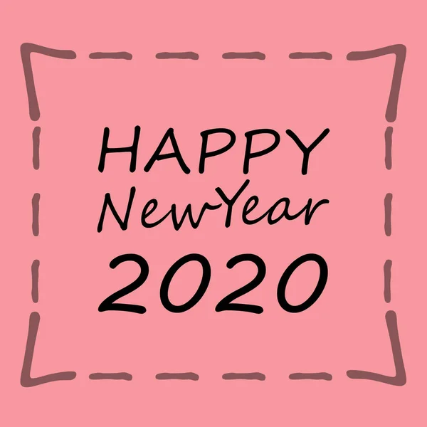Gelukkig Nieuwjaar 2020 Tekst Grafisch Ontwerp, Handgetekende Doodle, Lo — Stockfoto