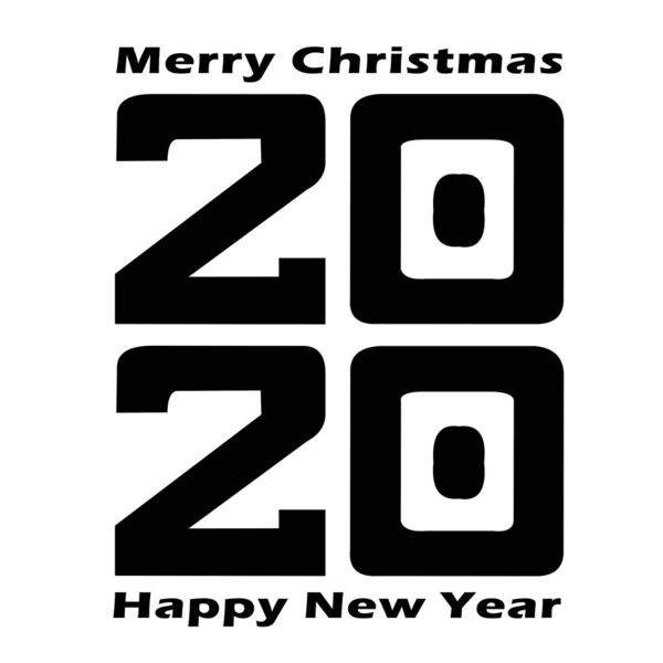 Happy New Year 2020 Text Graphic Design, Hand Drawn Doodle, Lo — стоковое фото