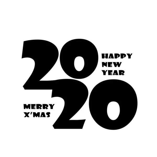 Happy New Year 2020 Text Graphic Design, Hand Drawn Doodle, Lo — стоковое фото