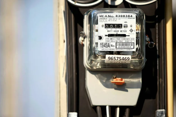 Electricity Meter Electric Pole 2020 April Bangkok Thailand — Stock Photo, Image