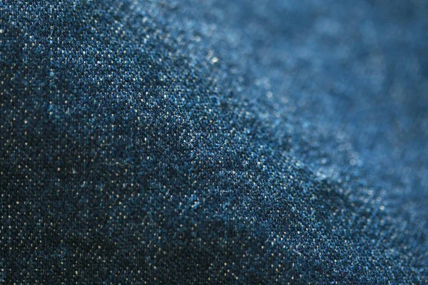 Jeans Trama Denim Vicino Concentrarsi Solo Punto Morbido Sfondo Blu — Foto Stock